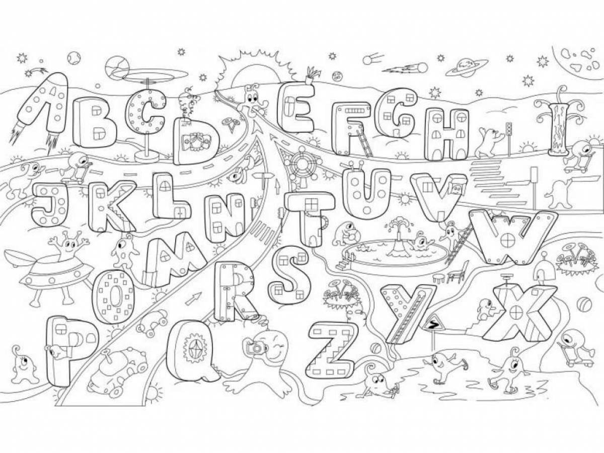 Laura's glorious alphabet coloring page