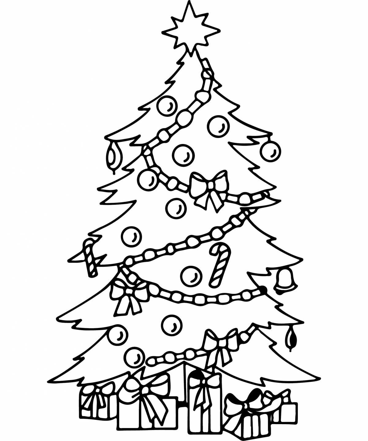 Гламурная раскраска рождественская елка