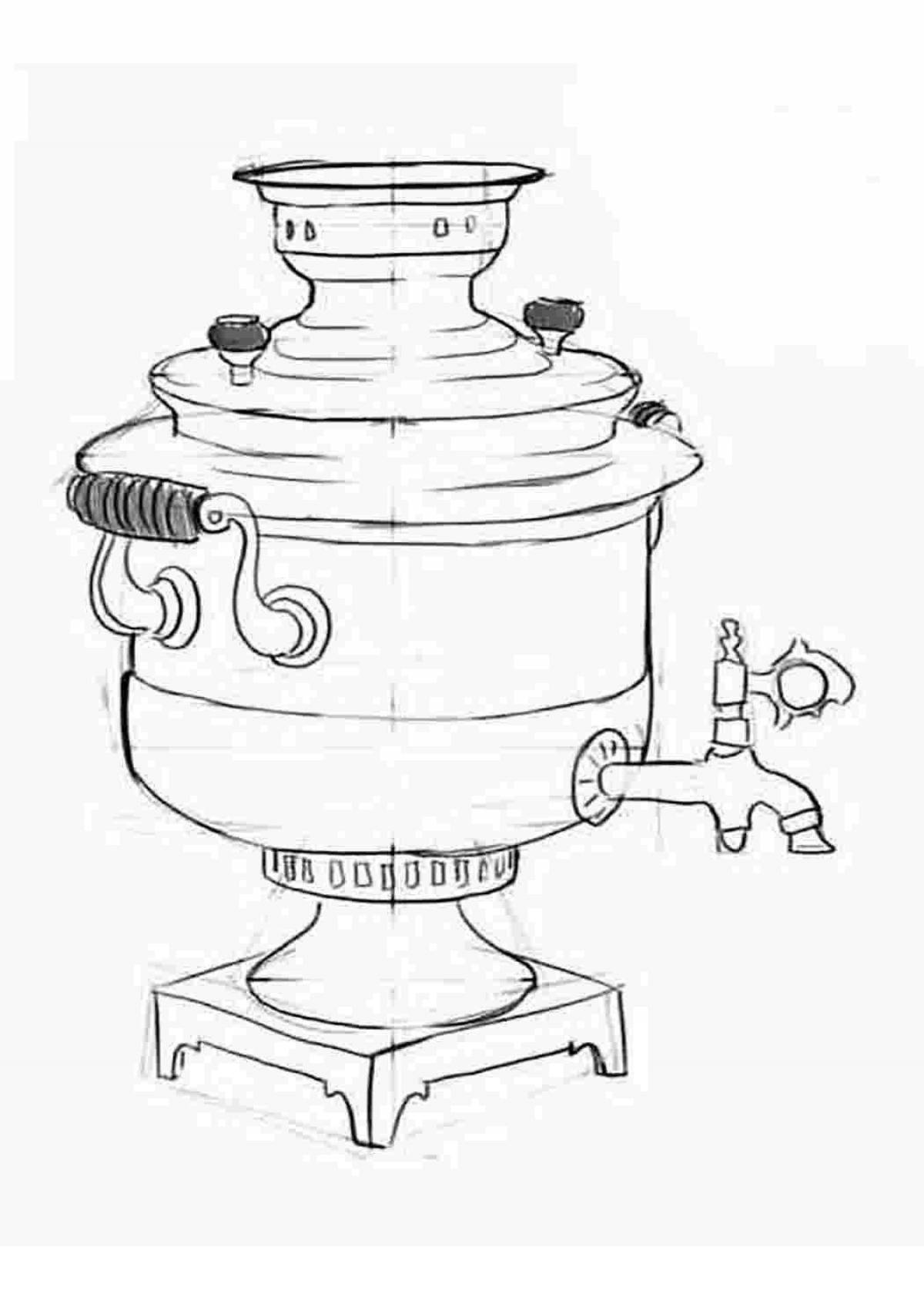 Самовар рисунок для детей. Тульский самовар разукрашка. Тульский самовар раскраска. Тульский самовар нарисовать. Тульский самовар пошагово.