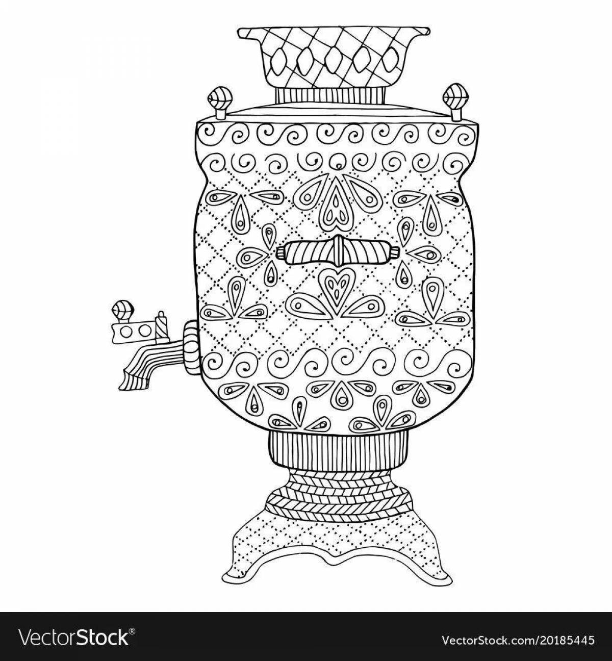 Самовар картинка для детей на прозрачном фоне раскраска