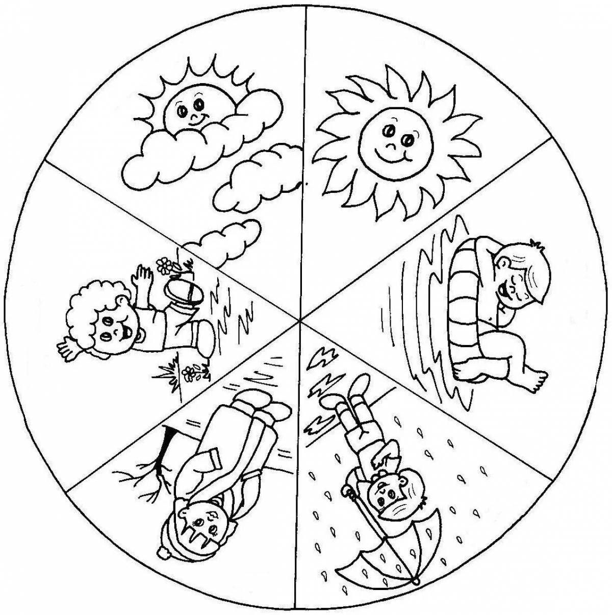 Color coloring pages of the months of the year for children