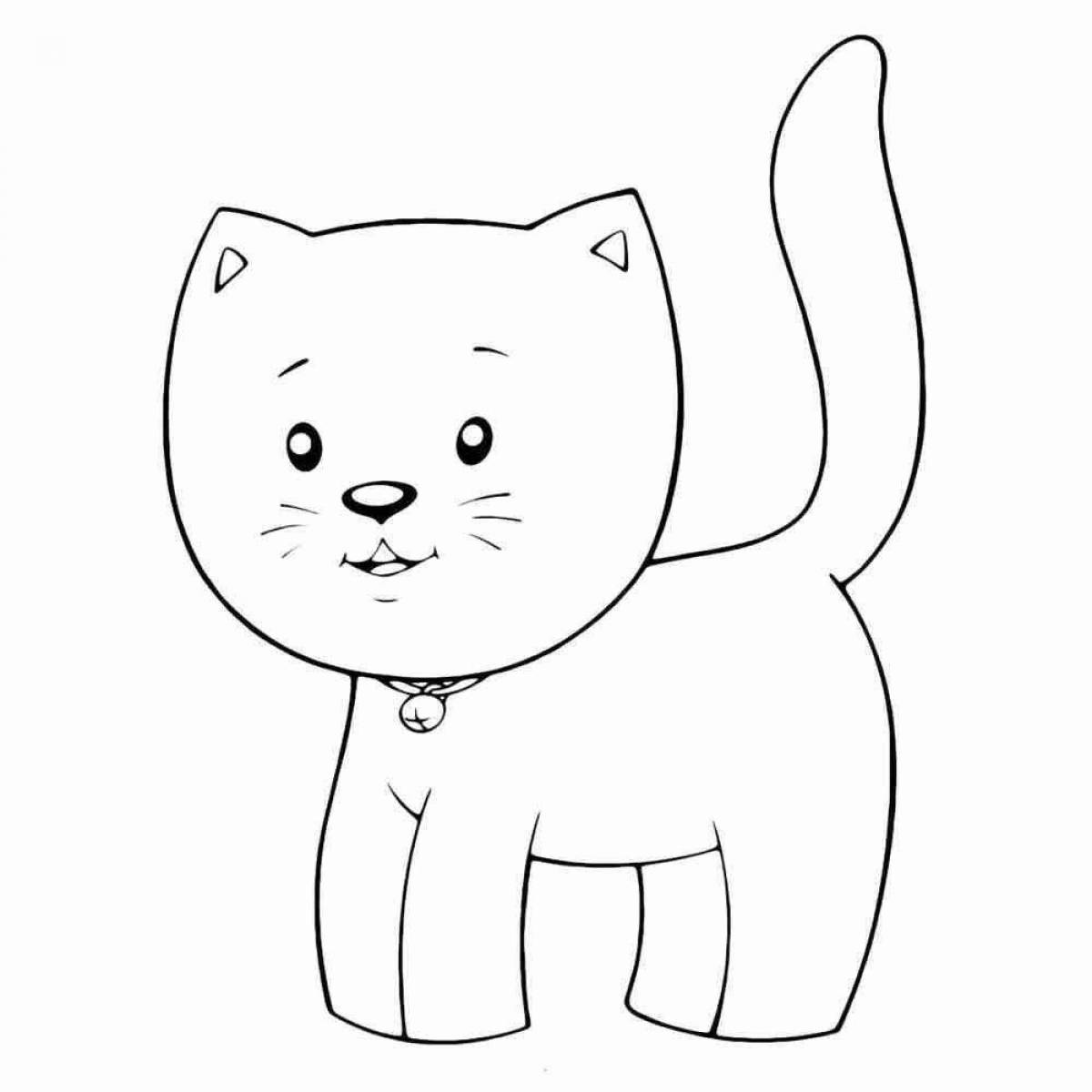 Sweet coloring cat drawing