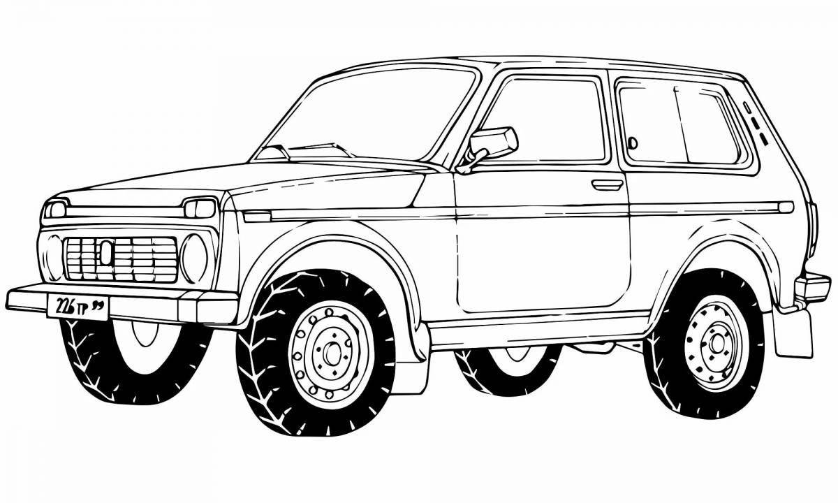 Charming UAZ coloring for juniors