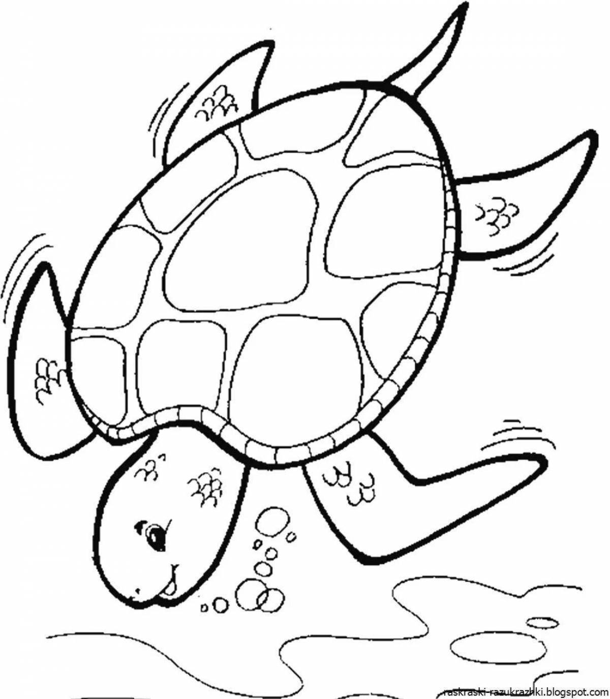 Милая морская черепаха раскраска для детей