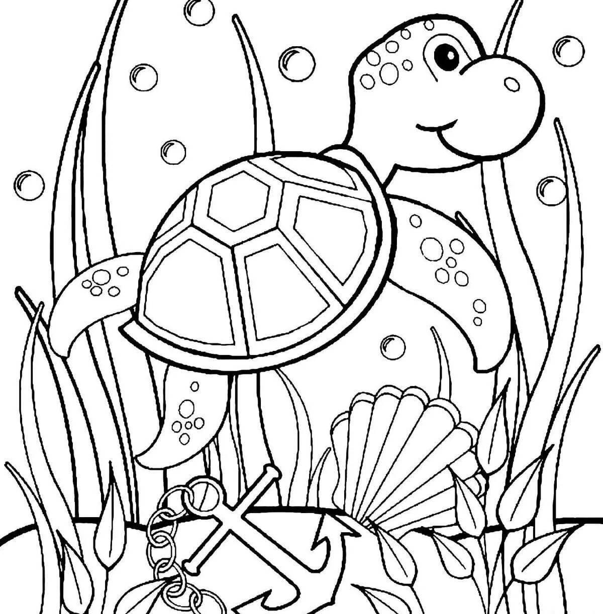 Восхитительная морская черепаха раскраски для детей