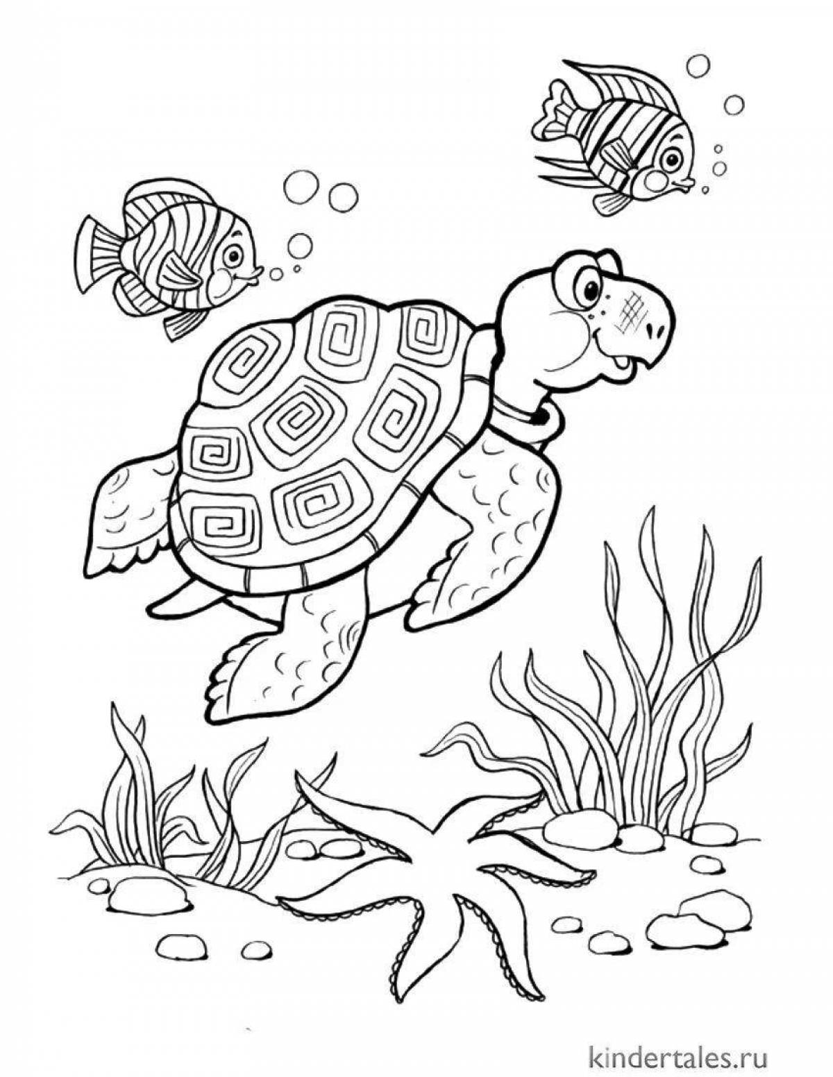 Сладкая морская черепаха раскраски для детей