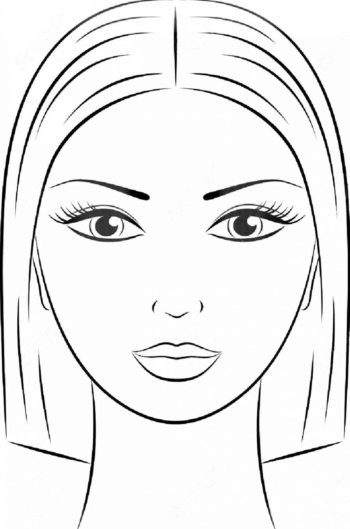 Colorful make-up woman face coloring page