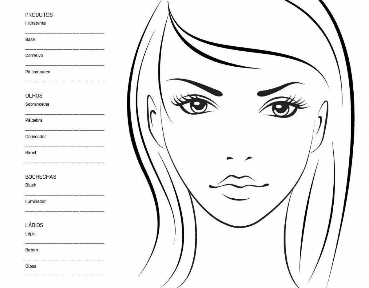 Инновационный макияж женское лицо раскраски страница