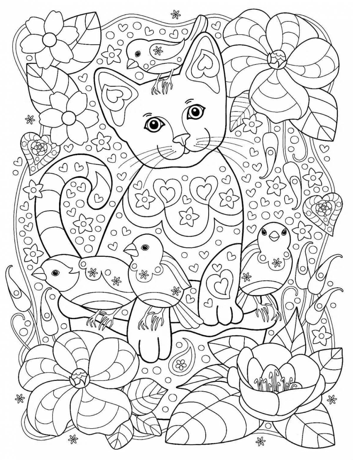 Bright anti-stress coloring book for children 8 years old