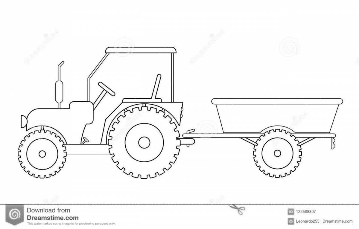 Coloring tractor with trailer