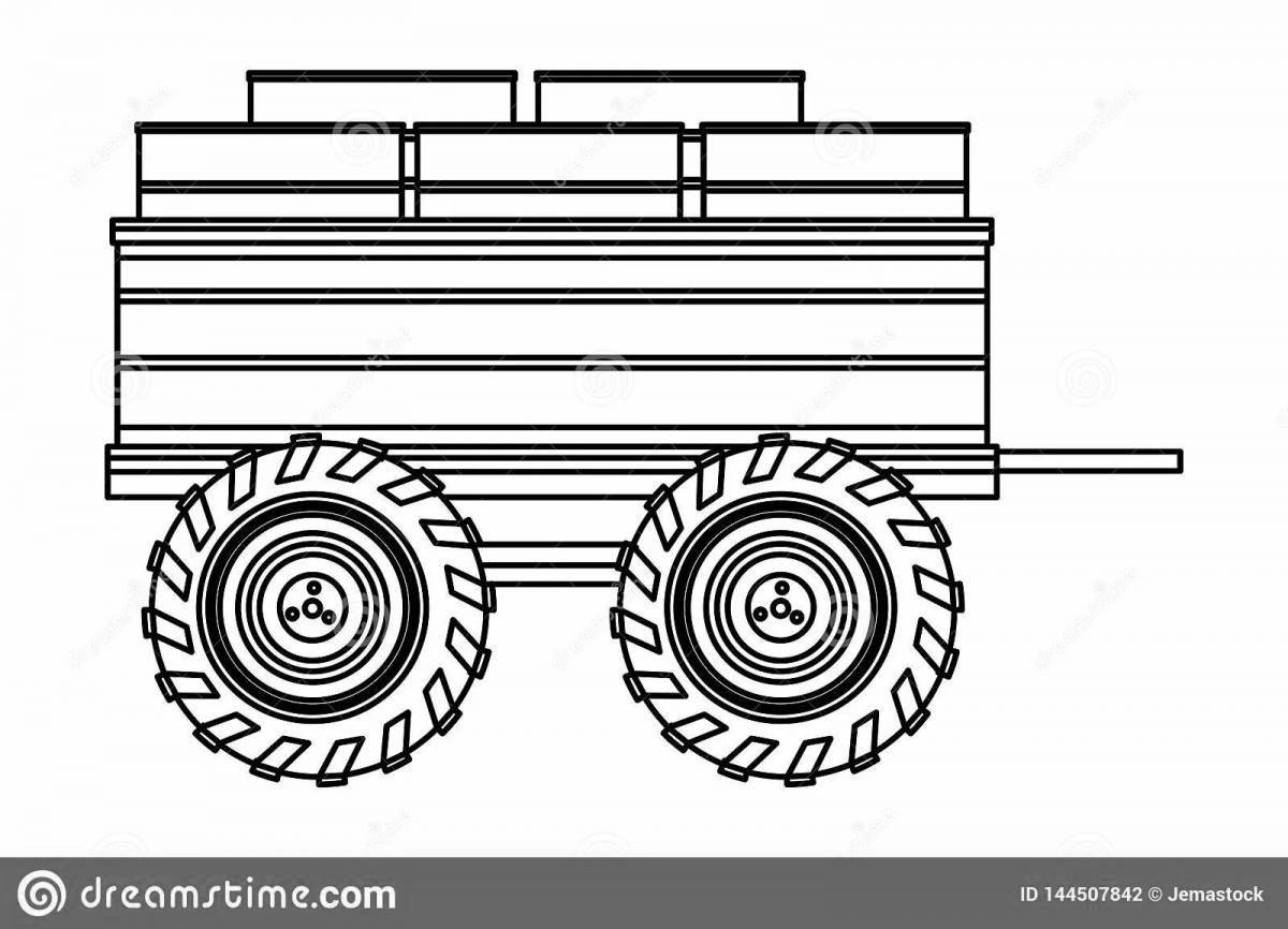 Charming tractor with trailer coloring book