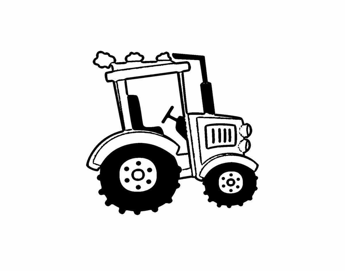 Coloring page funny tractor with trailer