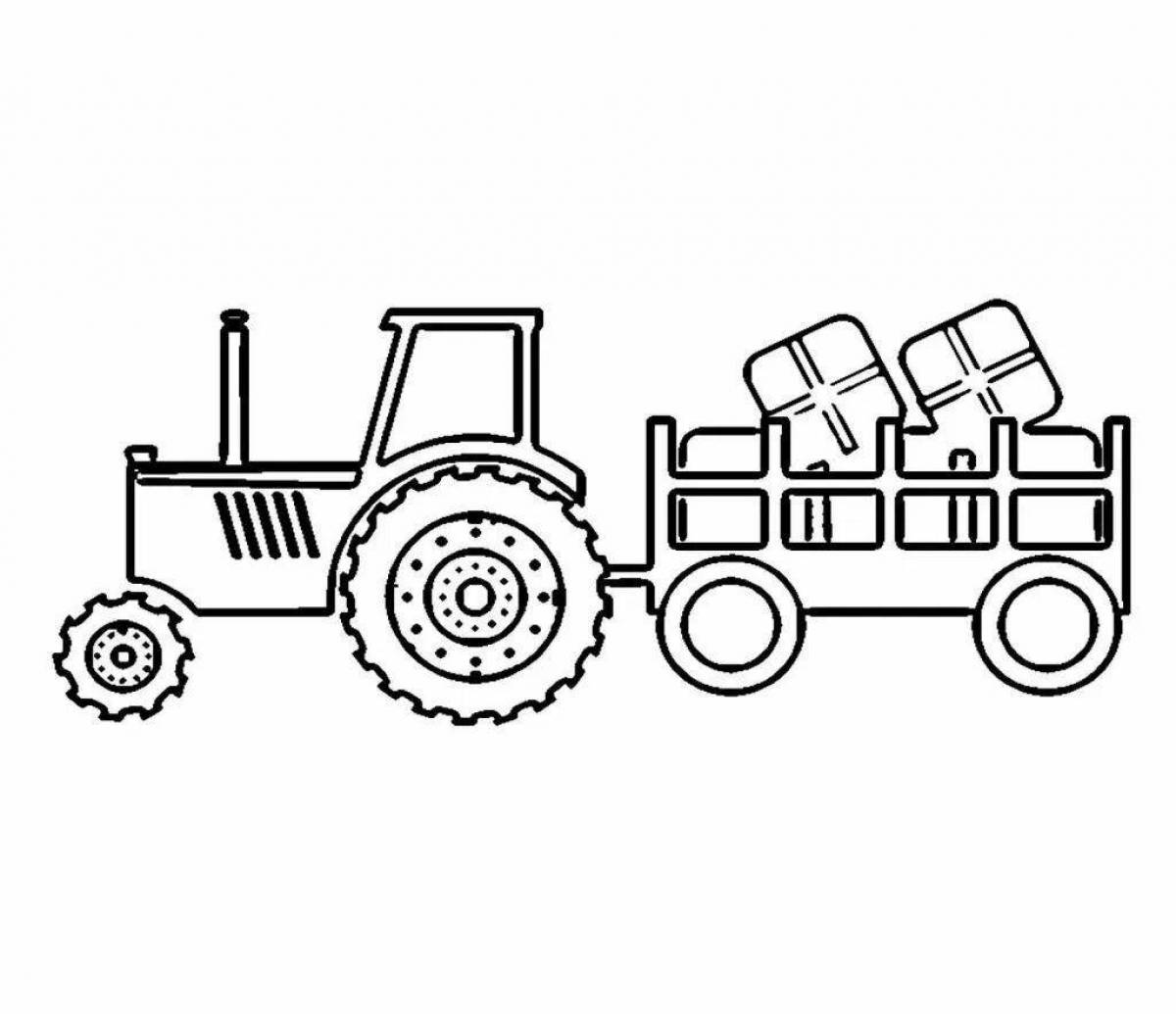 Innovative tractor with trailer coloring page