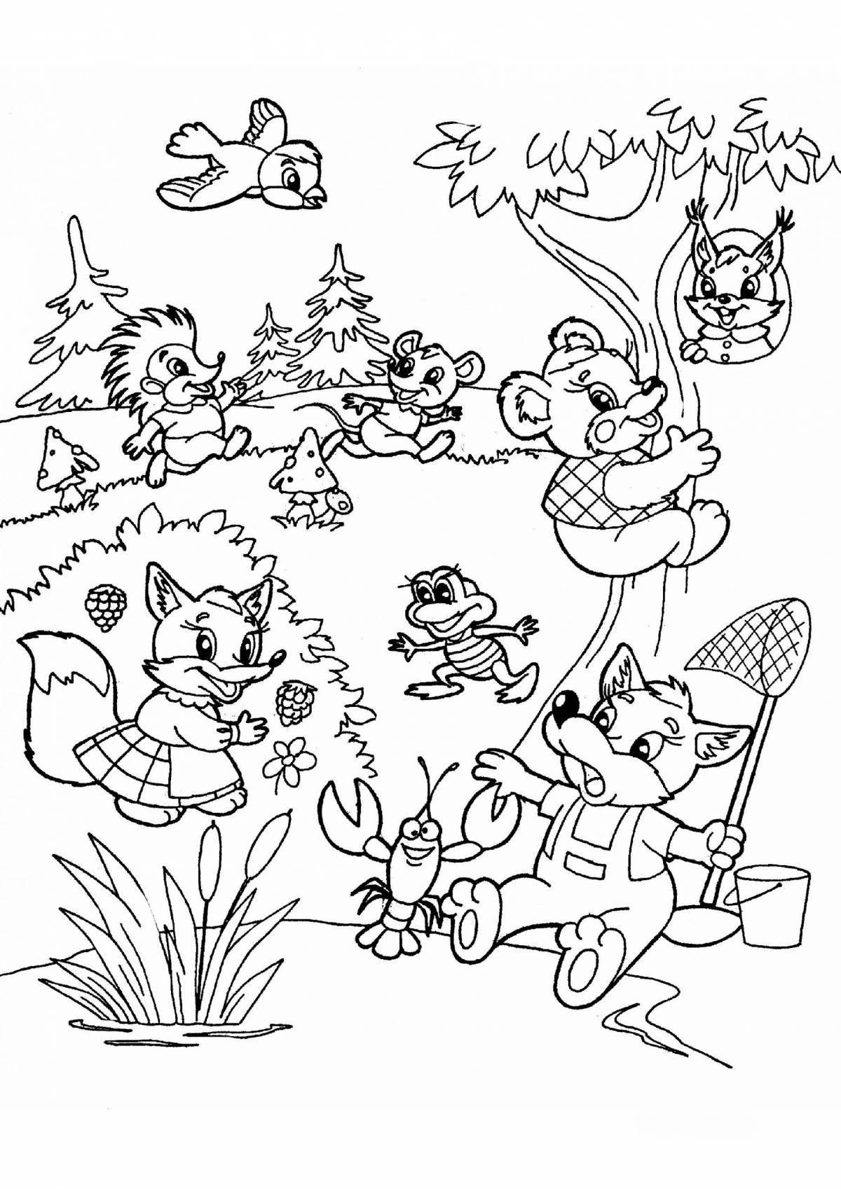 Coloring forest animals for kids