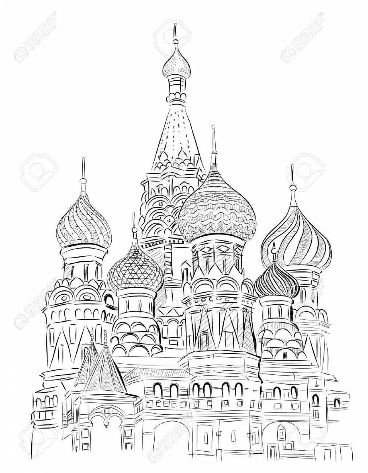 Coloring page of the impressive Saint Basil's Cathedral