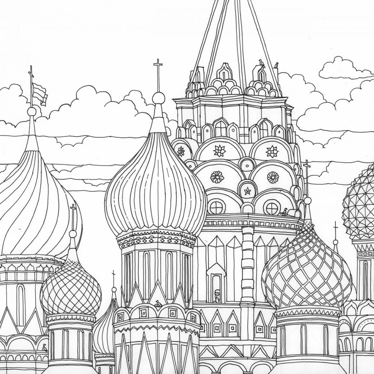 Coloring page glowing saint basil's cathedral
