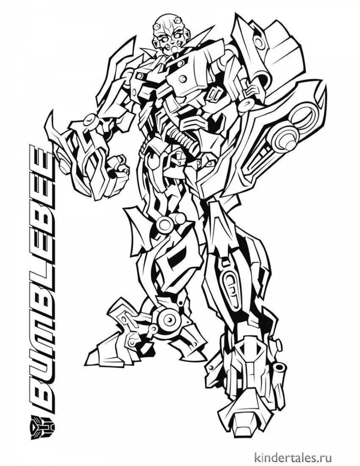Happy bumblebee robot coloring for kids
