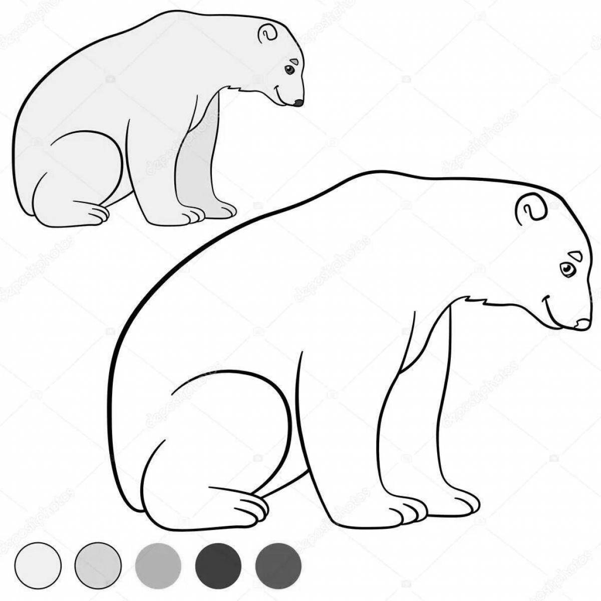 Очаровательная раскраска белого медведя для дошкольников