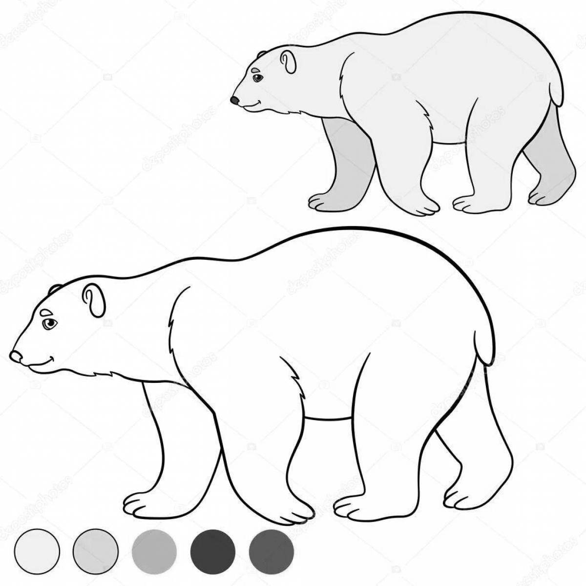 Игривая раскраска белого медведя для дошкольников