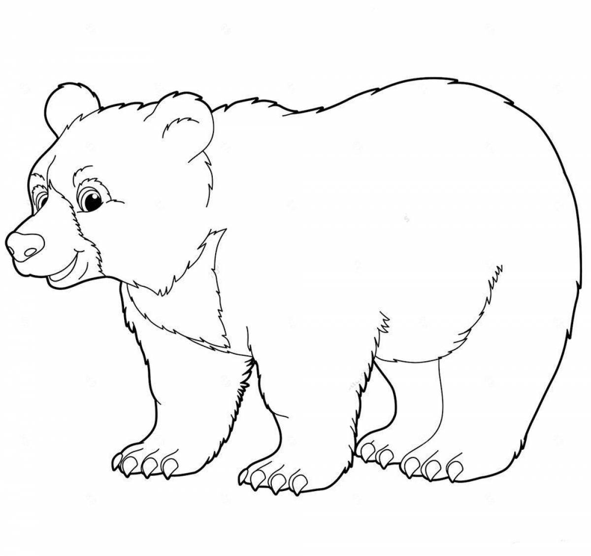 Яркая раскраска белого медведя для дошкольников