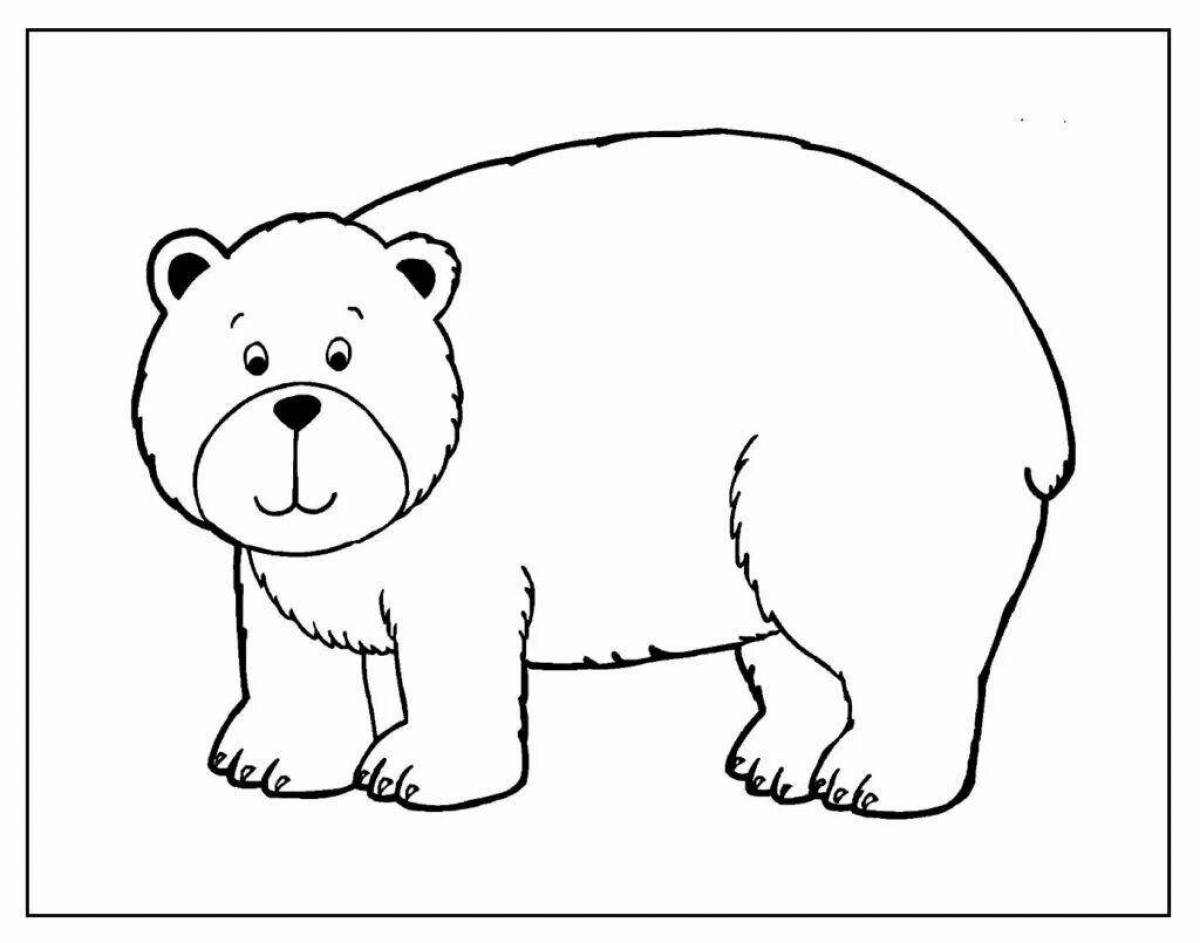 Креативная раскраска «белый медведь» для дошкольников