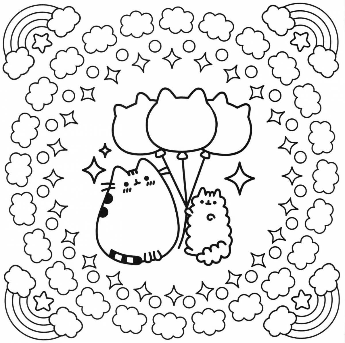 Adorable coloring book for pusheen kids