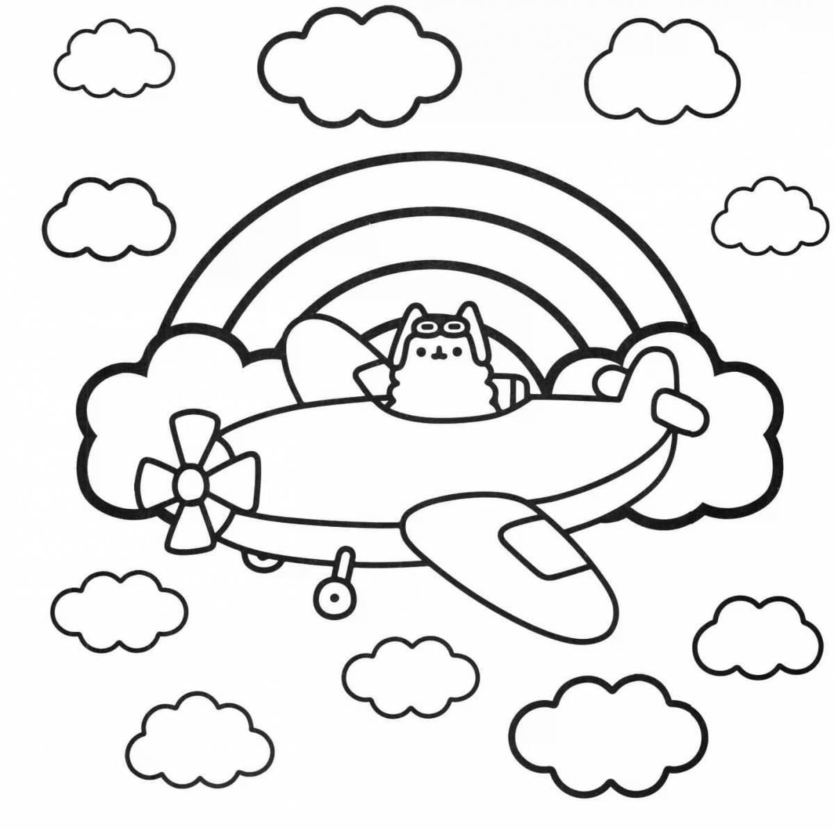 Adorable pusheen cat coloring page for kids