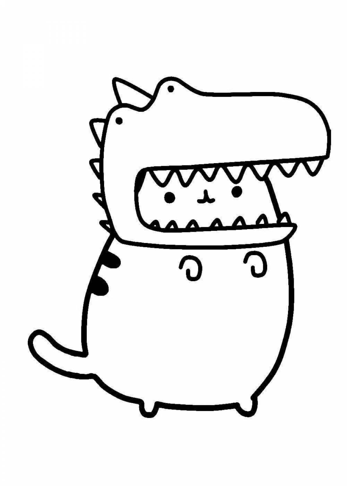 Vibrant pusheen cat coloring page for kids