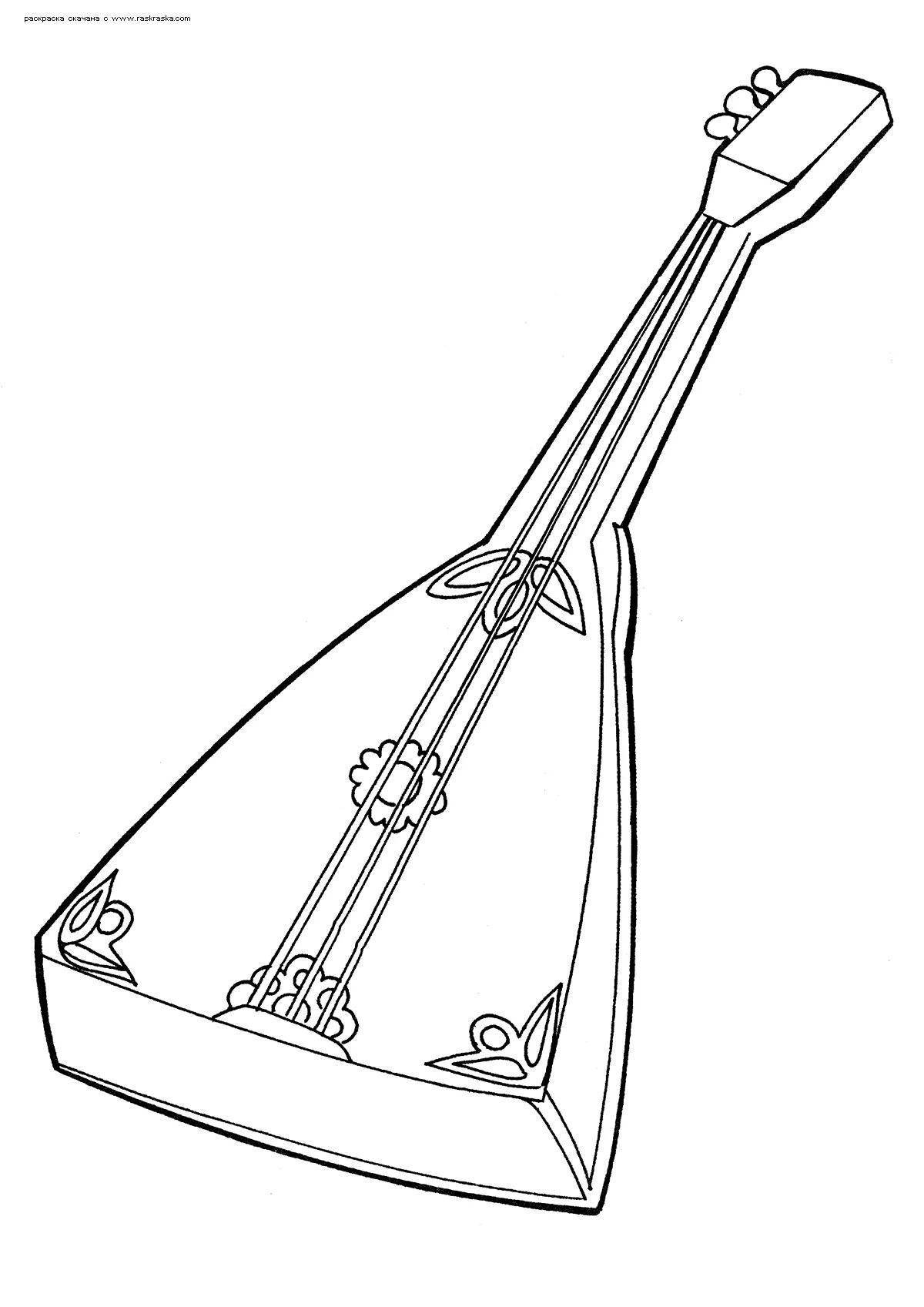 Colorful folk musical instruments coloring pages for kids