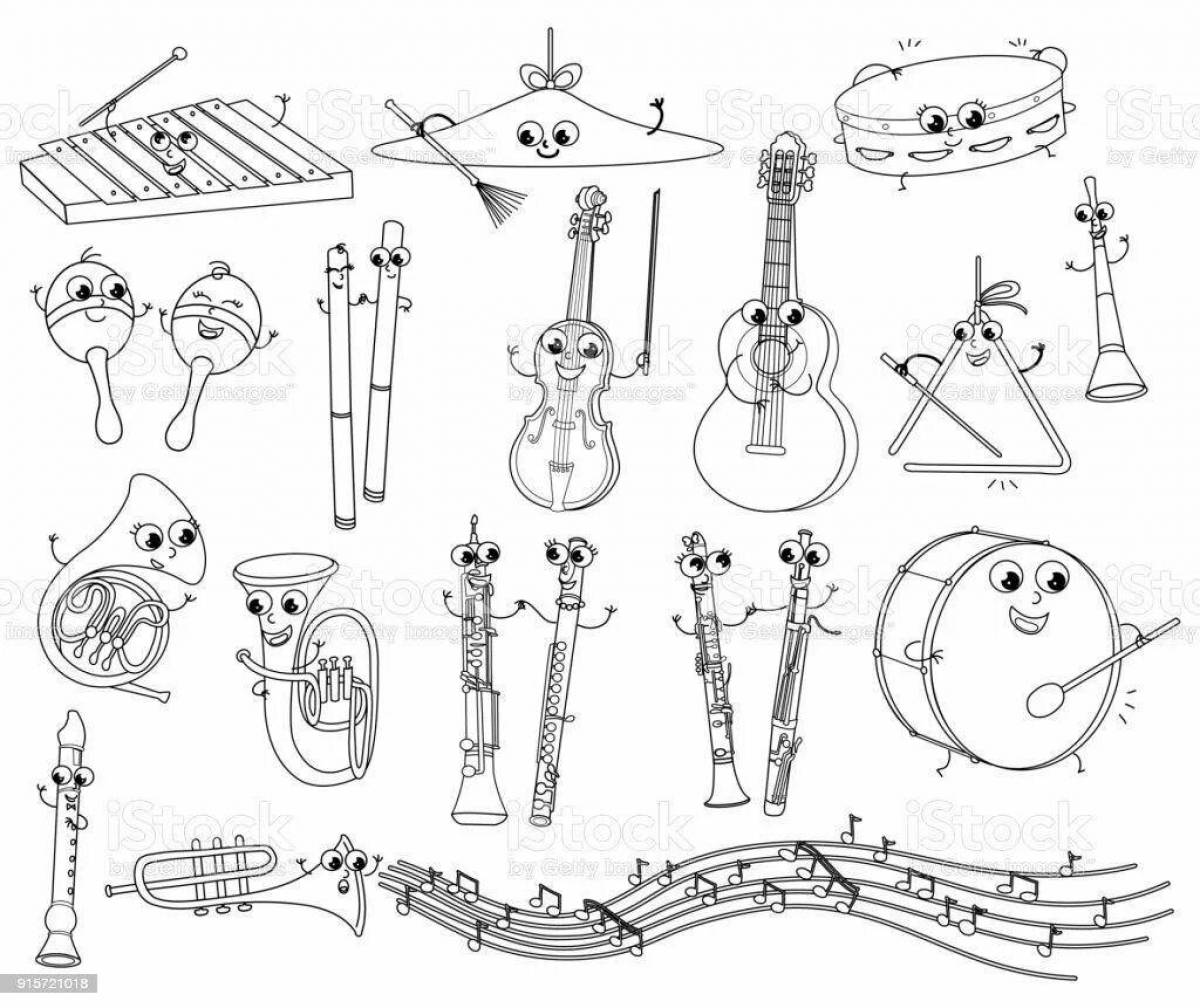 Glorious folk musical instruments coloring pages for children