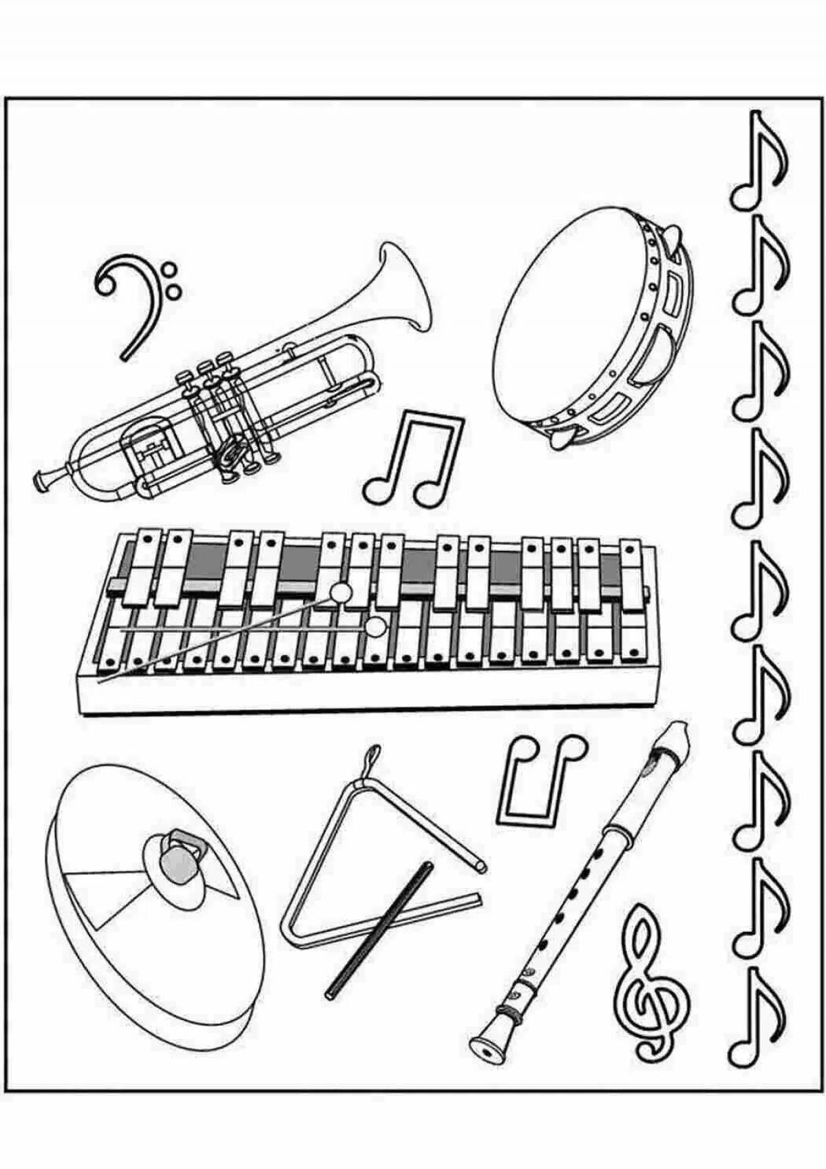 Exciting folk musical instruments coloring pages for kids