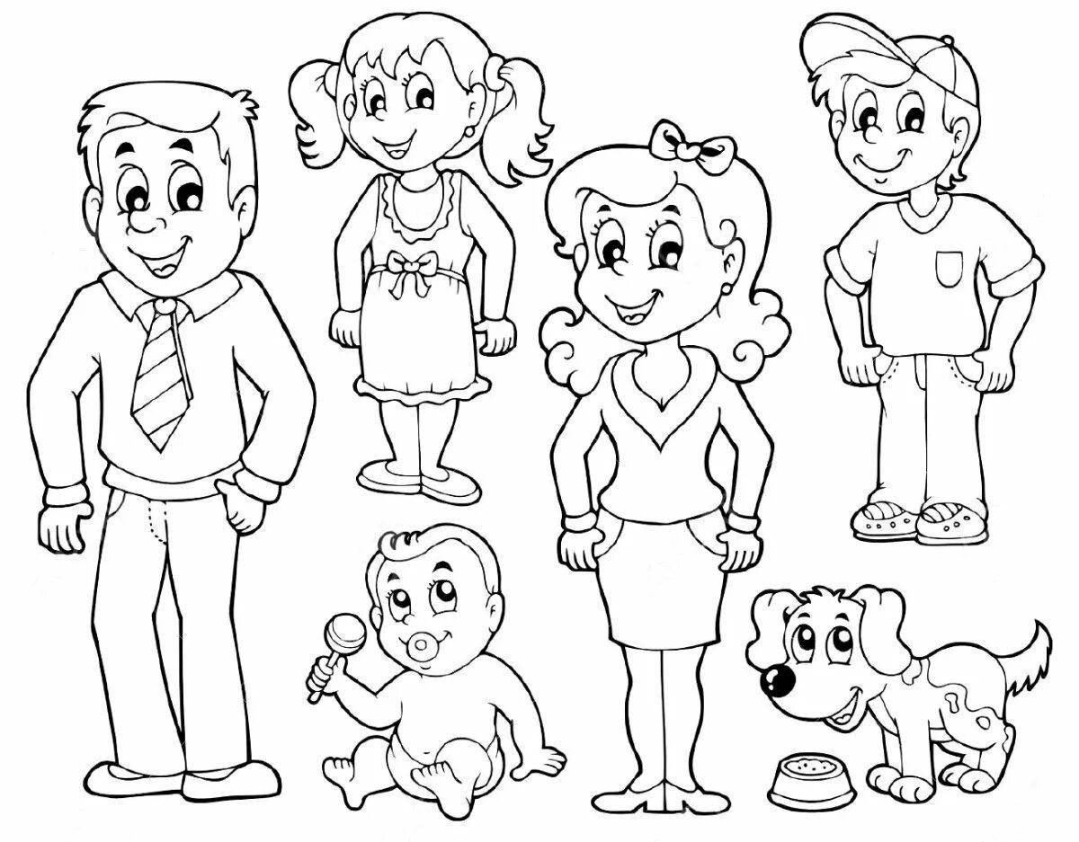 Fun coloring pages with people for preschoolers