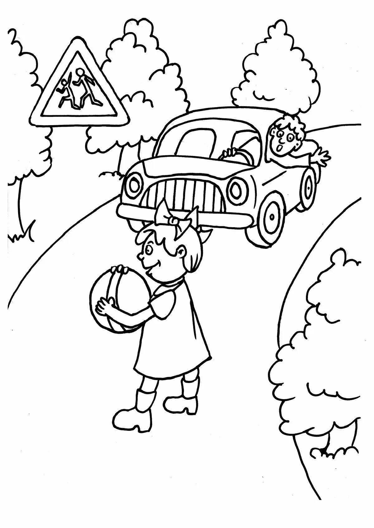 Educational coloring book traffic rules for schoolchildren