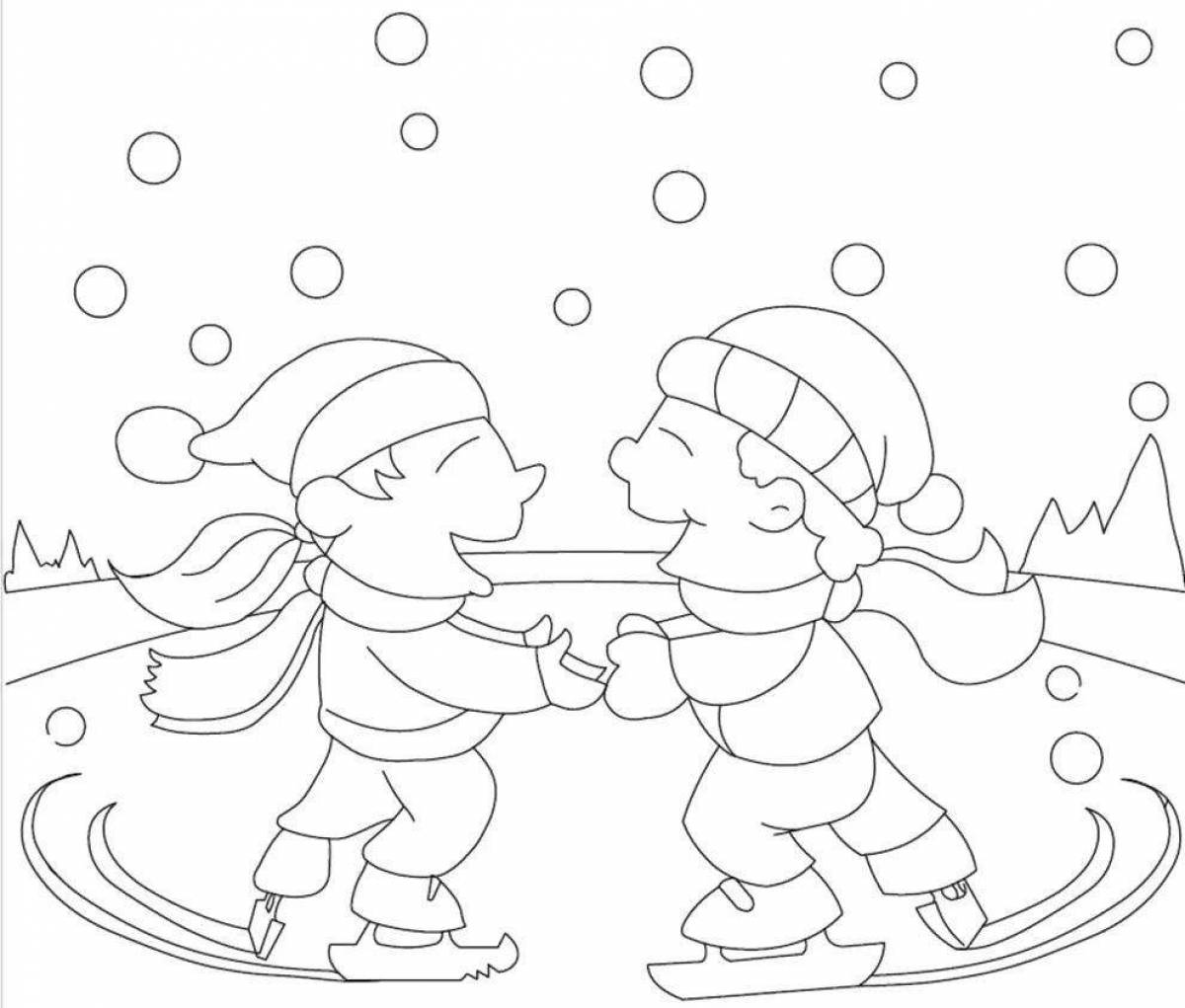 Coloring pages for children on skates