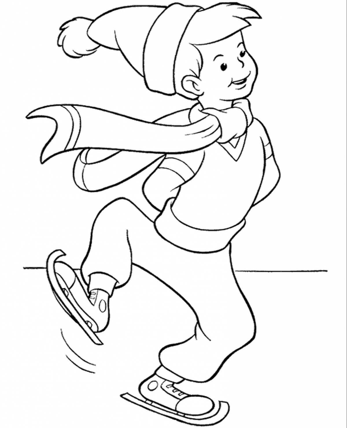 A fun coloring book for kids on skates