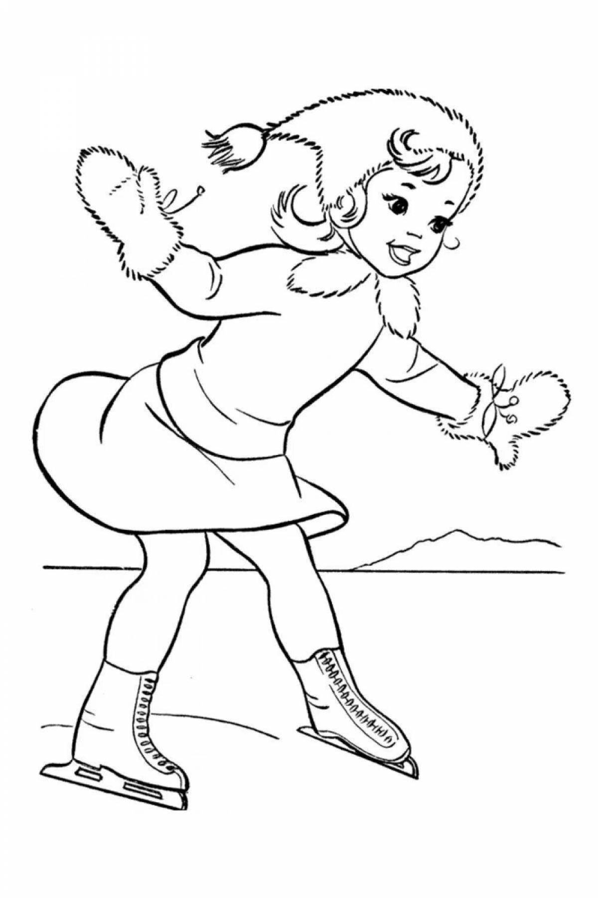 Magic coloring book for kids ice skating
