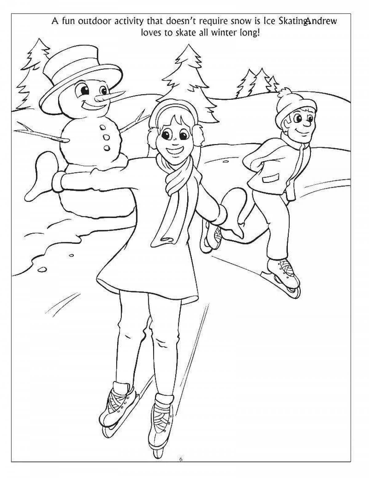 Animated coloring pages for kids skating