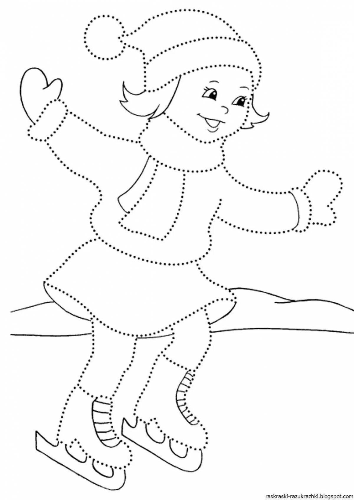 Colorful coloring book for children skating