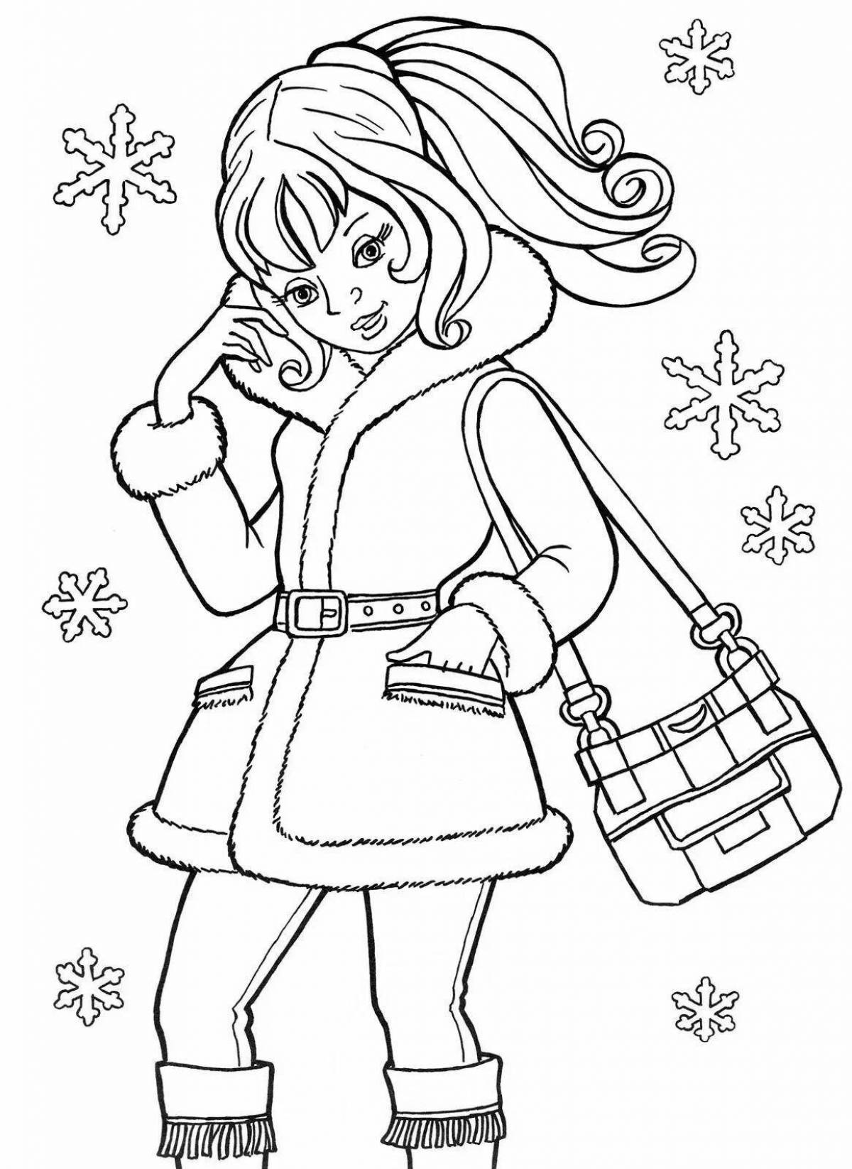 Christmas glamorous coloring for girls 10 years old