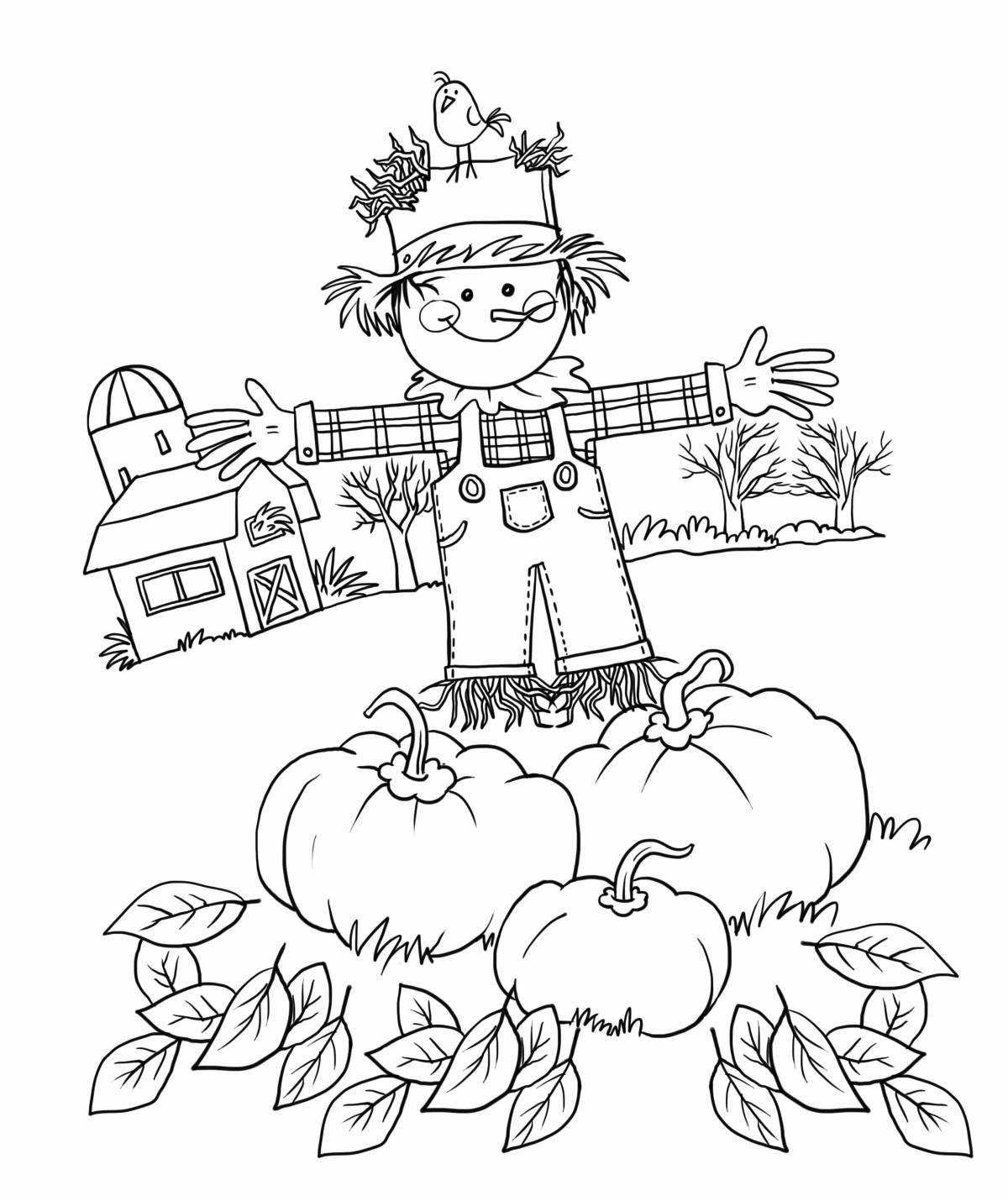 Coloring book magic carnival scarecrow