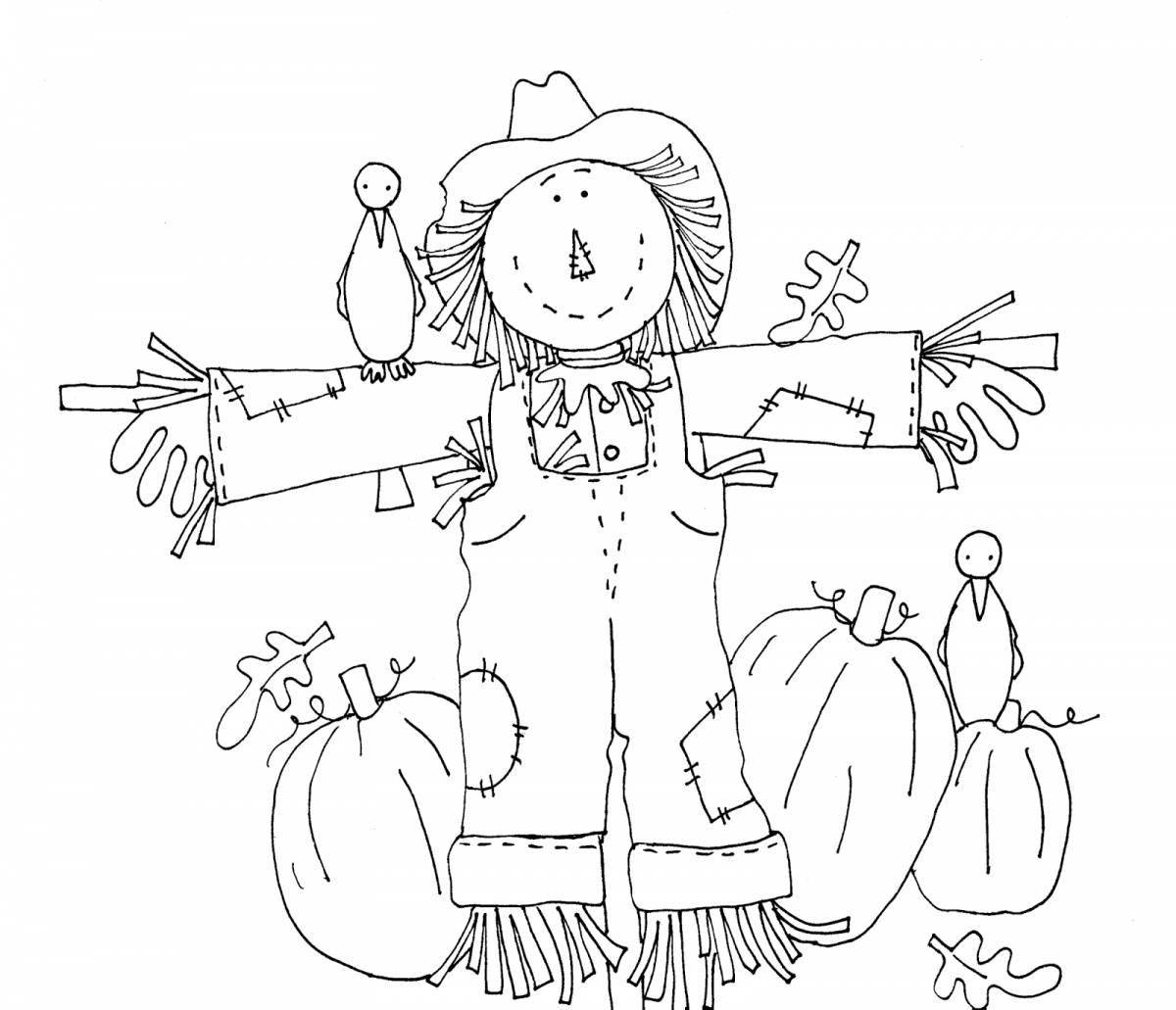 Coloring page adorable carnival scarecrow