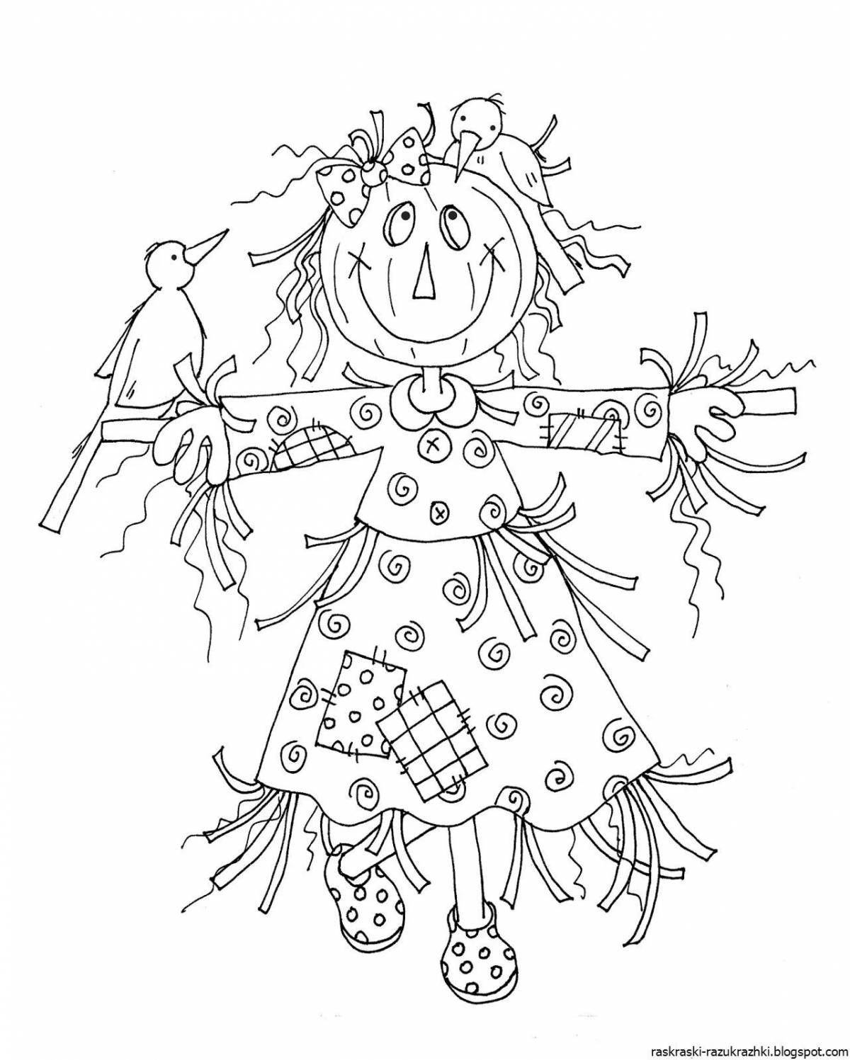 Adorable Shrovetide Scarecrow Coloring Page