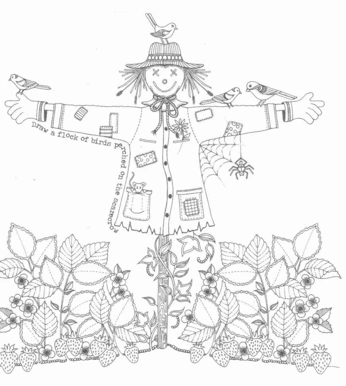 Coloring book funny carnival scarecrow