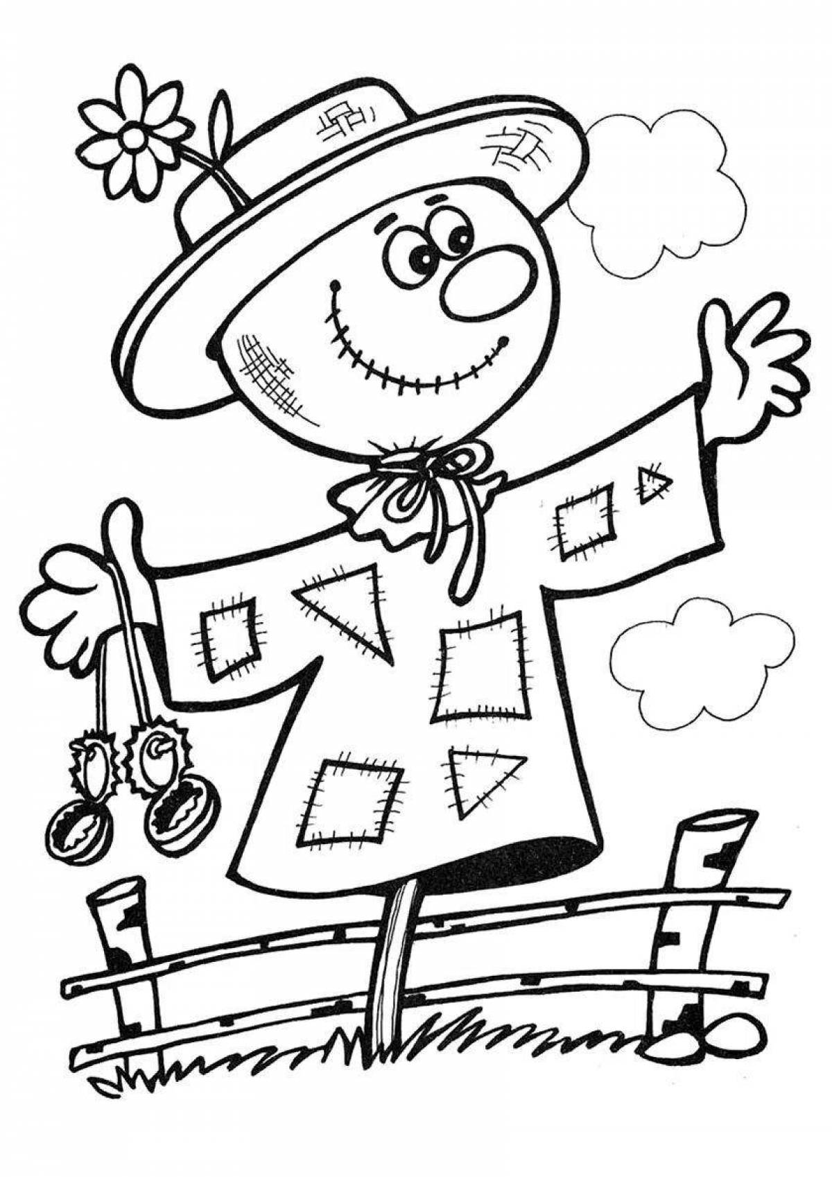 Coloring page captivating carnival scarecrow