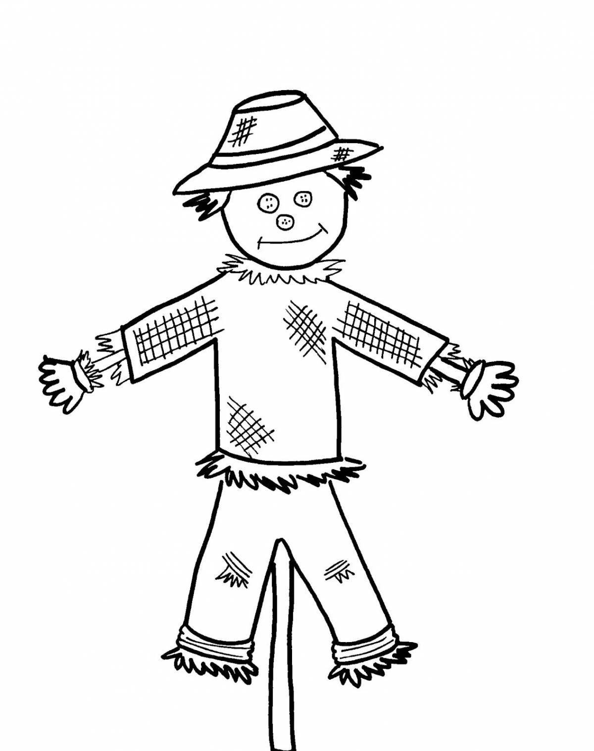 Coloring page cheerful carnival scarecrow