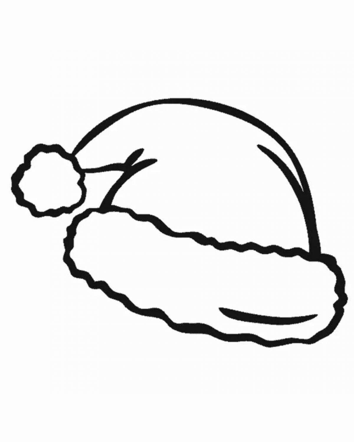 Coloring page funny santa claus hat for kids
