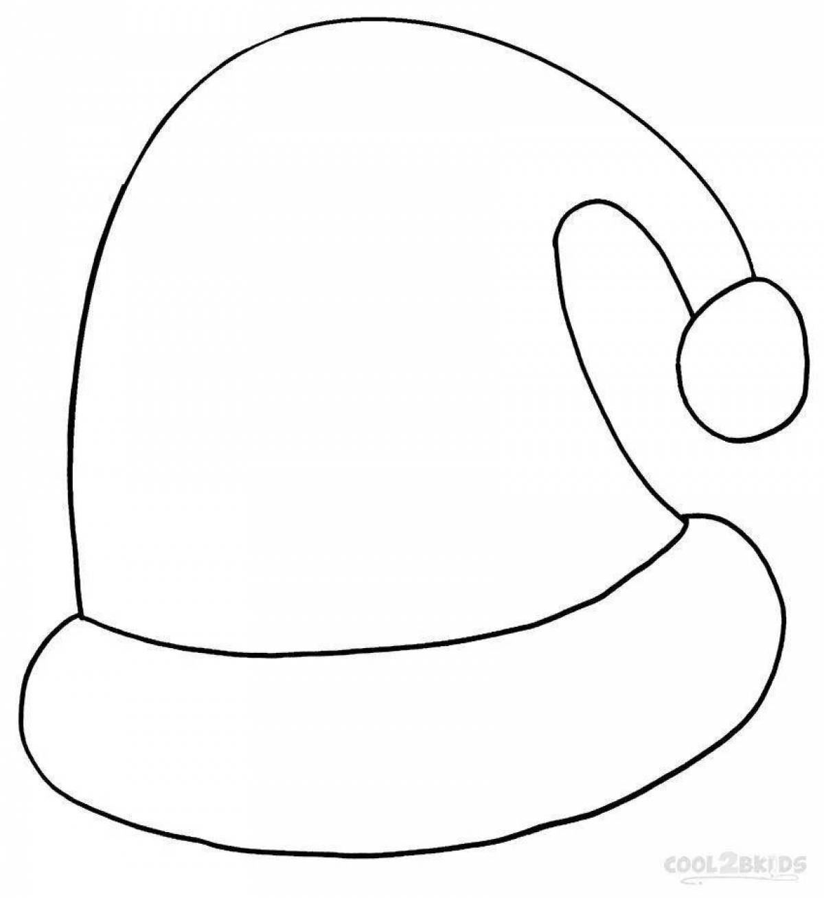 Coloring page playful santa hat for kids