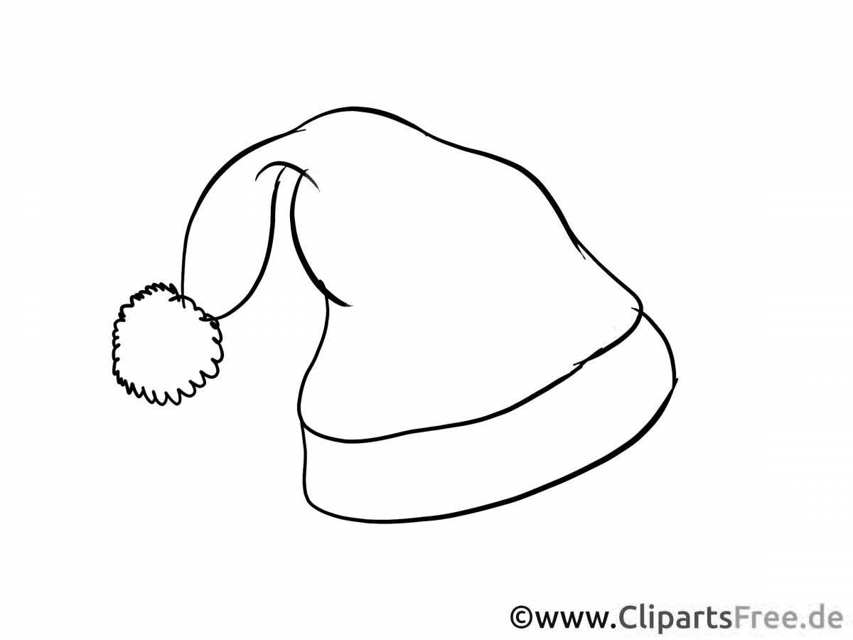 Очаровательная шапка санта-клауса раскраска для детей