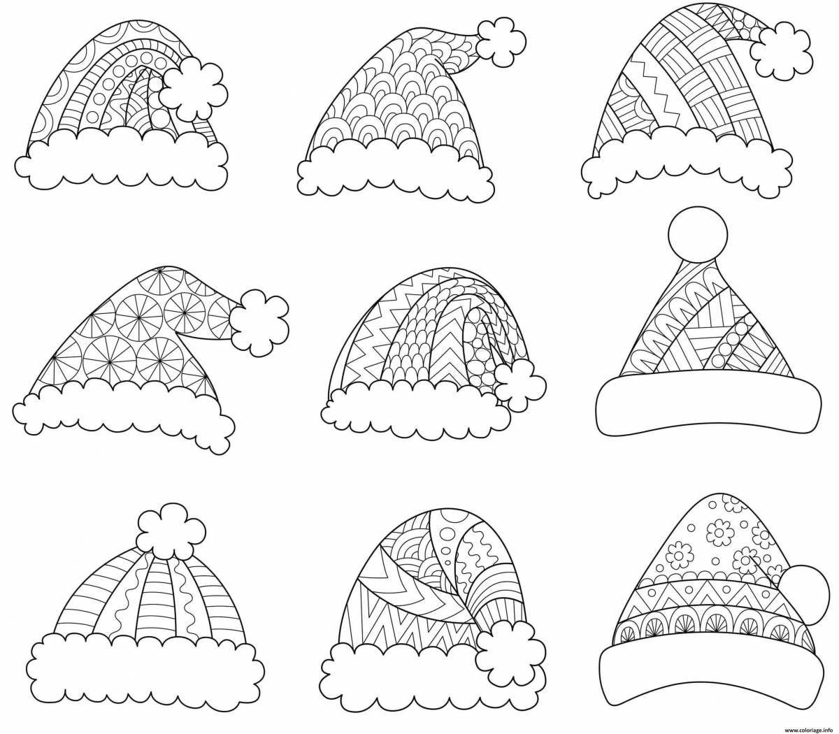 Coloring page shiny santa claus hat for kids