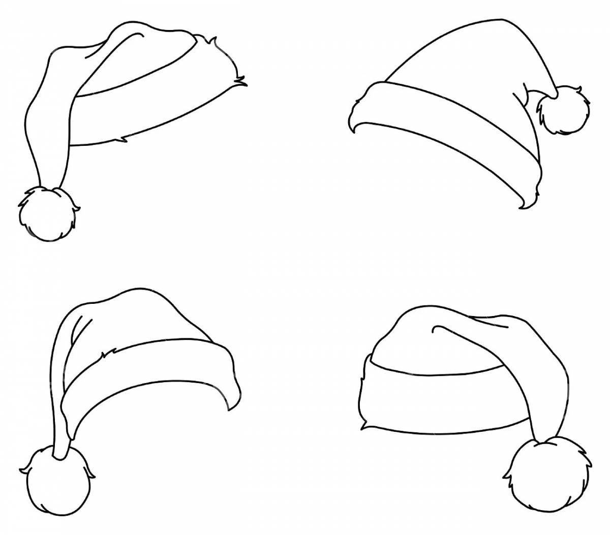 Coloring page adorable santa hat for kids